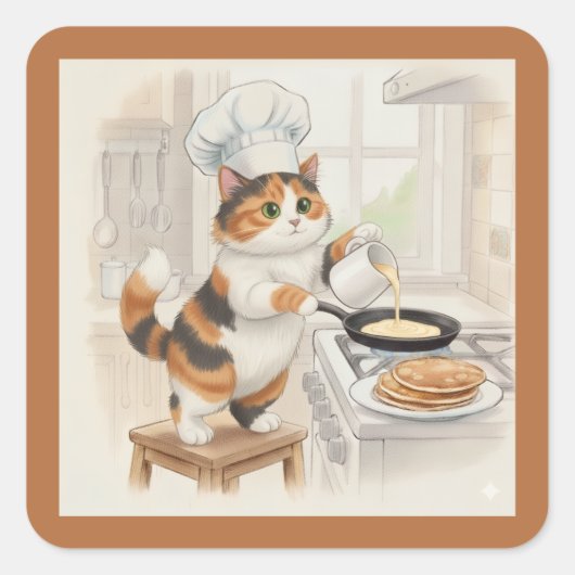三毛猫のキッチン ステッカー (正面)