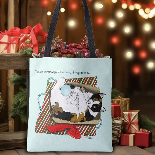 三毛猫のクリスマスギフトボックス トートバッグ