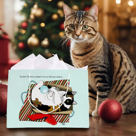 三毛猫のクリスマスギフトボックス ラージペーパーバッグ