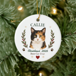 三毛猫のクリスマスパーソナライズ セラミックオーナメント