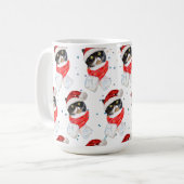 三毛猫のクリスマス水彩画(マフラー付き) コーヒーマグカップ (正面左)