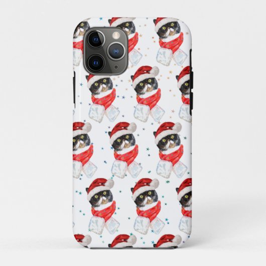 三毛猫のクリスマス水彩画(マフラー付き) Case-Mate iPhoneケース (裏面)