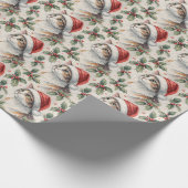 三毛猫のクリスマス・ホーリー水彩画 ラッピングペーパー (角)