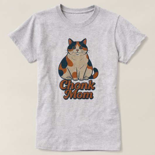三毛猫のデブお母さん Tシャツ (デザイン正面)
