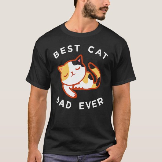 三毛猫のパパ 最高のネコパパだぜ Tシャツ (正面)