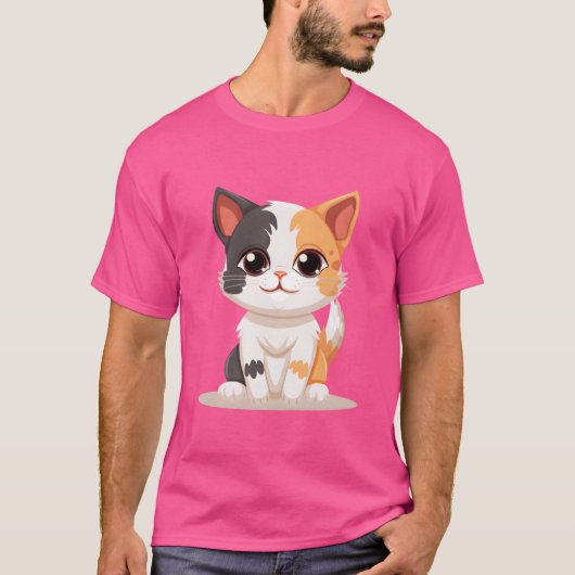 三毛猫の女の子 Tシャツ (正面)