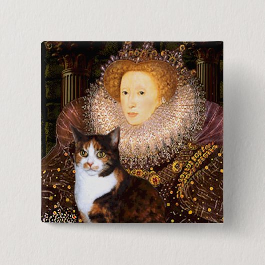 三毛猫の女王 短毛種 缶バッジ (正面)