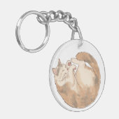 三毛猫の寝姿 アクリルキーチェーン キーホルダー (正面左)