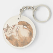 三毛猫の寝姿 アクリルキーチェーン キーホルダー (裏面)