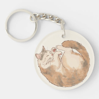 三毛猫の寝姿 アクリルキーチェーン  キーホルダー