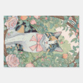 三毛猫の庭の花見 ラッピングペーパーシート (正面3)