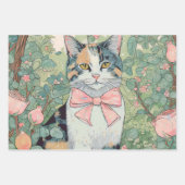 三毛猫の庭の花見 ラッピングペーパーシート (正面3)