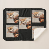 三毛猫の絵を描ジャスミン シェルパブランケット (正面(横))