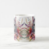 三毛猫の花の肖像画 コーヒーマグカップ (中央)