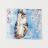 三毛猫の花見夢 タペストリー (正面(横))