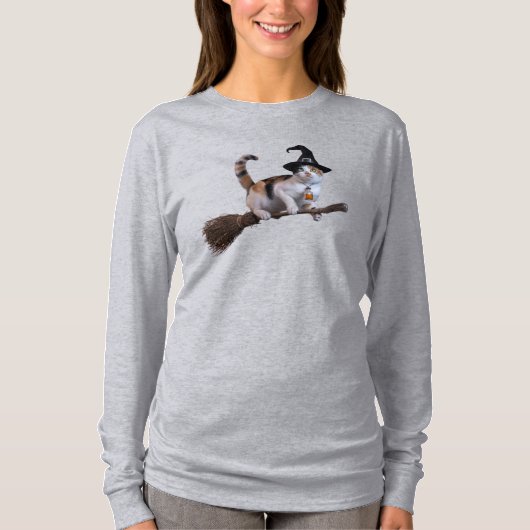 三毛猫の魔女 Tシャツ (正面)