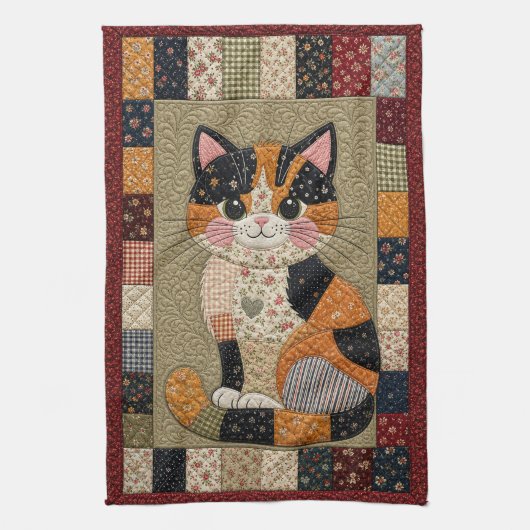 三毛猫キルト キッチンタオル (縦)