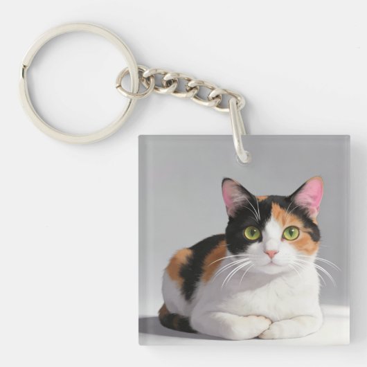 三毛猫キーチェーン キーホルダー (正面)