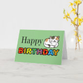 三毛猫ハッピーバースデー カード (黄色い花)