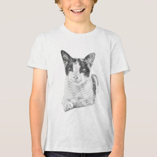 三毛猫ハーフトーン トライブレンドTシャツ (正面)