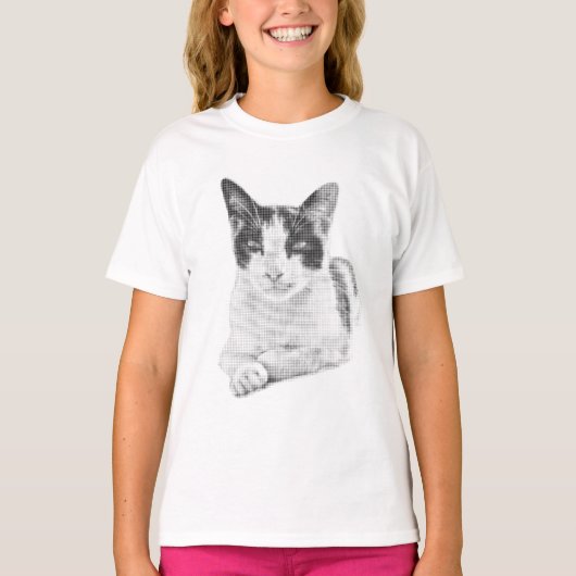 三毛猫ハーフトーン Tシャツ (正面)