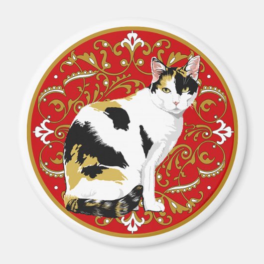 三毛猫バロック マグネット (正面)