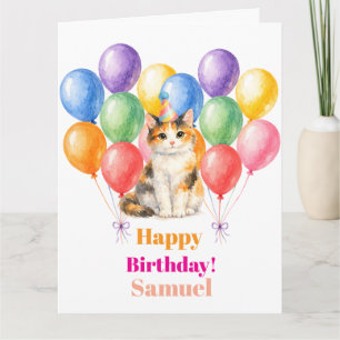 三毛猫ペットの誕生日おめでとう カード