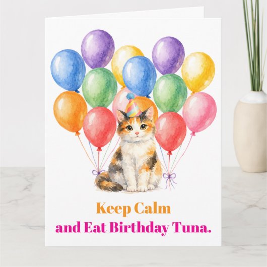 三毛猫ペットの誕生日おめでとう カード (正面)