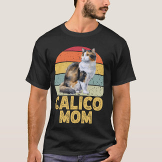 三毛猫ママ 楽しい レトロな猫好き サンセット ペ Tシャツ