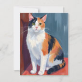 三毛猫 | 水彩の可愛い子猫 ペットカード (正面)