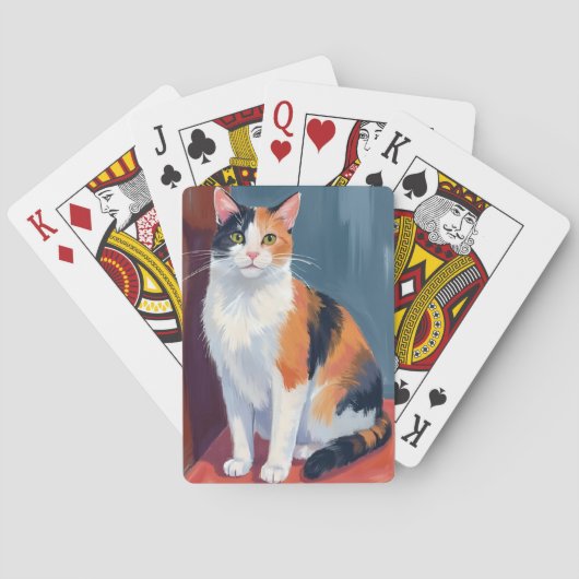 三毛猫 | 水彩の可愛い子猫 ペット トランプ (裏面)