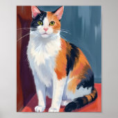 三毛猫 | 水彩の可愛い子猫 ペット ポスター (正面)