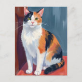 三毛猫 | 水彩の可愛い子猫 ペット ポストカード (正面)