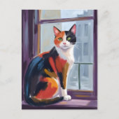 三毛猫 | 水彩の窓辺のペット ポストカード (正面)