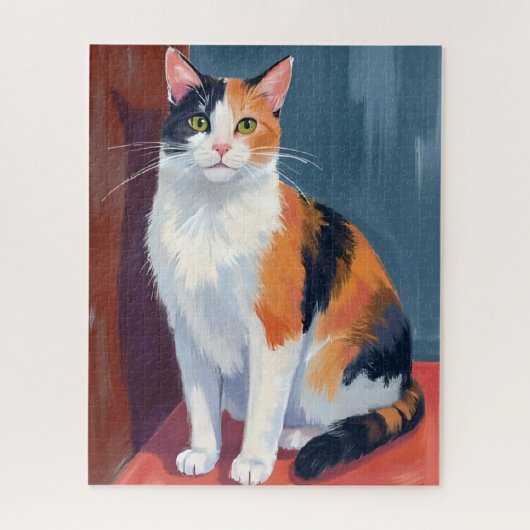 三毛猫 | 水彩子猫ペット絵画 ジグソーパズル (縦)