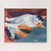 三毛猫 | 水彩子猫ペット絵画 ジグソーパズル (横)