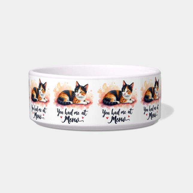 三毛猫 You Had Me at Meow 水彩画 ボウル (正面)