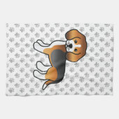 三毛色のビーグル かわいいキャラクタードッグ キッチンタオル (横)