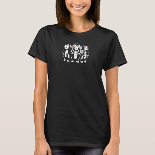 三猿 言わざる 聞かざる 見ざる Tシャツ (正面)