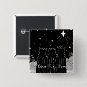 三王とクリスマススターの白黒の芸術 缶バッジ (正面&裏面)