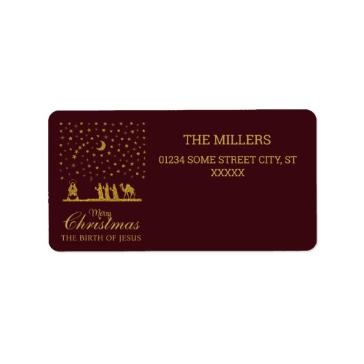 三王の聖降誕祭、イエスの誕生 ラベル (正面)