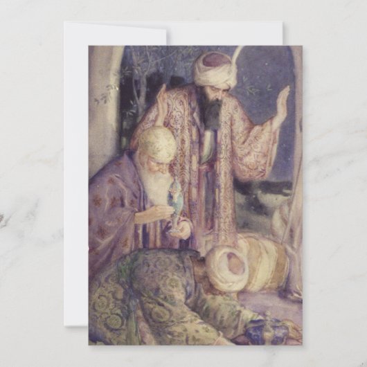 三王ヴィンテージクリスマスに冠を飾る シーズンカード (正面)