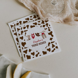 三番目のロデオ西カウボーイ3番目の誕生日 スタンダードカクテルナプキン