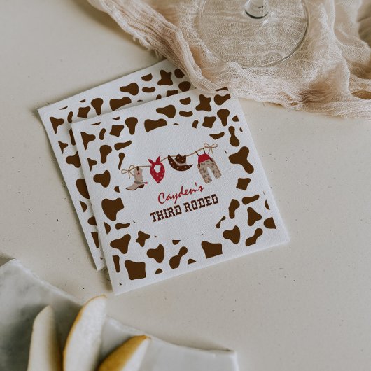 三番目のロデオ西カウボーイ3番目の誕生日 スタンダードカクテルナプキン