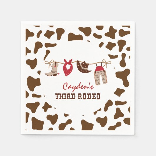 三番目のロデオ西カウボーイ3番目の誕生日 スタンダードカクテルナプキン (正面)