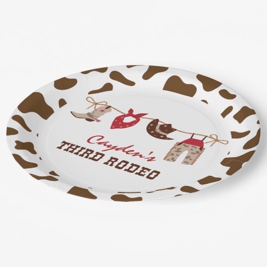 三番目のロデオ西カウボーイ3番目の誕生日 ペーパープレート (アングル)