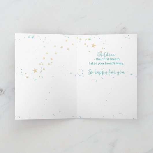 三番目の子,おめでとう,星のベビー カード (内部)