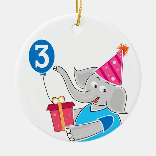 三番目の誕生日ゾウ セラミックオーナメント (正面)