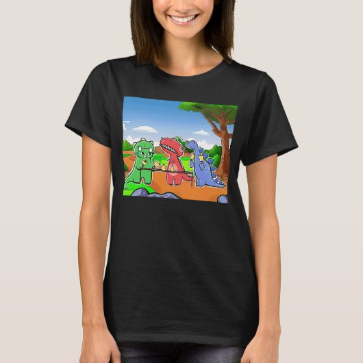 三畳紀の恐竜のハンドベルの練習 Tシャツ (正面)