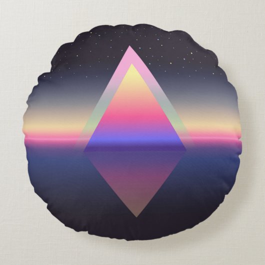 三白熱［赤熱］光を放つ角形Ethereumの概念。未来的な絶対論 ラウンドクッション (正面)
